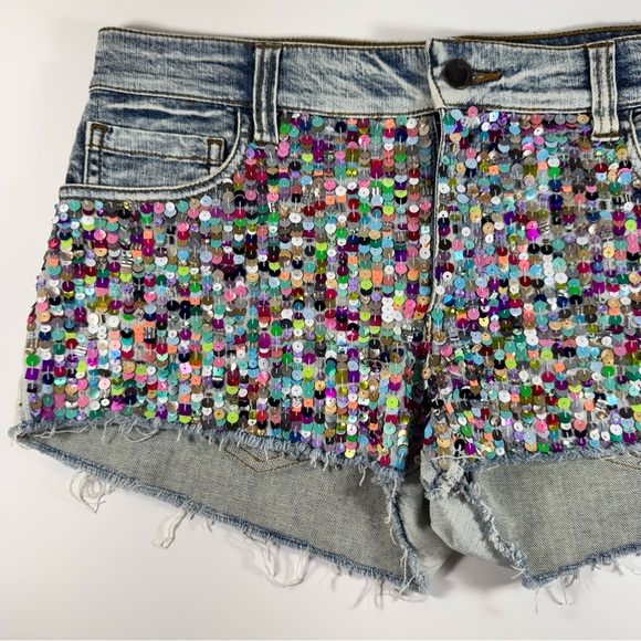Joe's Jeans Sequin Beaded Denim Cutoff Shorts Size 27 Rare Excellent Mint - Picture 2 of 7